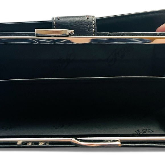 All Leather Black FOSSIL White Stitch Large Wallet - Picture 13 of 14